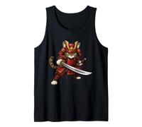 Samurai Cat Warrior Giapponese Armatura Anime Katana Canotta