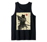 Samurai Cat Warrior Ink Opera d'Arte Kawaii Anime Cat Samurai Canotta