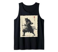 Samurai Cat Warrior Ink Opera d'Arte Kawaii Anime Cat Samurai Canotta