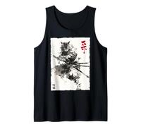 Samurai Cat Warrior Ink Opera d'Arte Kawaii Anime Cat Samurai Canotta