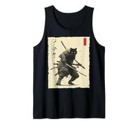 Samurai Cat Warrior Ink Opera d'Arte Kawaii Anime Cat Samurai Canotta