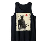 Samurai Cat Warrior Ink Opera d'Arte Kawaii Anime Cat Samurai Canotta