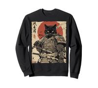 Samurai Cat Warrior Ink Opera d'Arte Kawaii Anime Cat Samurai Felpa