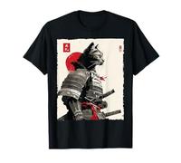 Samurai Cat Warrior Ink Opera d'Arte Kawaii Anime Cat Samurai Maglietta