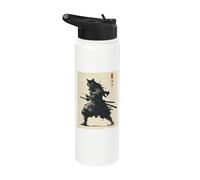 Samurai Cat Warrior Ink Opera d'arte Kawaii Anime Cat Samurai Stainless Steel Insulated Water Bottle