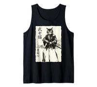 Samurai Cat Warrior Japanese Art Feline Katana Canotta