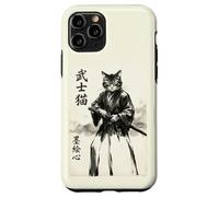 Samurai Cat Warrior Japanese Art Feline Katana Custodia per iPhone 11 Pro