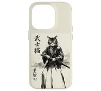 Samurai Cat Warrior Japanese Art Feline Katana Custodia per iPhone 14 Pro
