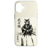 Samurai Cat Warrior Japanese Art Feline Katana Custodia per iPhone 16 Plus