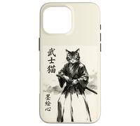 Samurai Cat Warrior Japanese Art Feline Katana Custodia per iPhone 16 Pro Max