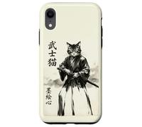 Samurai Cat Warrior Japanese Art Feline Katana Custodia per iPhone XR