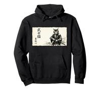 Samurai Cat Warrior Japanese Art Feline Katana Felpa con Cappuccio