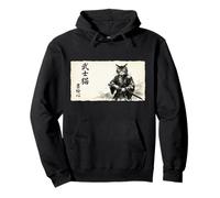 Samurai Cat Warrior Japanese Art Feline Katana Felpa con Cappuccio