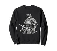 Samurai Cat Warrior Ukiyo Ink Opera d'arte Cool Cat Samurai Felpa