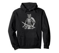 Samurai Cat Warrior Ukiyo Ink Opera d'arte Cool Cat Samurai Felpa con Cappuccio