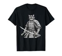 Samurai Cat Warrior Ukiyo Ink Opera d'arte Cool Cat Samurai Maglietta