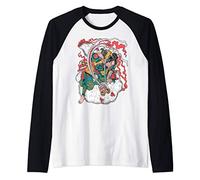 Samurai che uccide Oni Ogre Yeti ukiyo-e giapponese Kuniyosh Maglia con Maniche Raglan