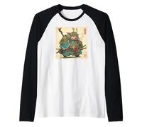 Samurai Cinghiale Arte Giapponese Vintage Guerriero Maiale Zodiaco Regalo Maglia con Maniche Raglan