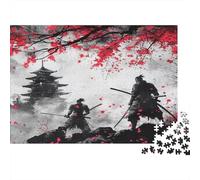 Samurai con Spada Puzzle 1000 Pezzi Carta per Adulti Pagoda Giapponese Scena di Sakura Relax Decorazione Regalo Famiglia 70x50cm/1000pcs