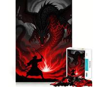 Samurai contro Drago︰ Scena di battaglia epica Puzzle da 1000 pezzi per adulti Gioco di abilità mentale Casual Relax Design Assemblaggio Pezzo da collezione artistica (38x52cm)
