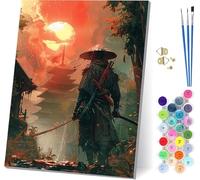 Samurai Dipingere con i Numeri Adulti con Telaio, Dipingere con i Numeri Architettura, DIY Paint by Numbers Kits con Pennelli e Pigmento Acrilico, Decorazioni Casa, Regalo Donna 40x50cm C-9465