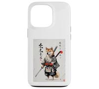 Samurai Dog Japanese Sumi-e Style Shiba Inu Ink Art Custodia per iPhone 13 Pro