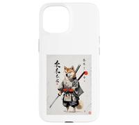 Samurai Dog Japanese Sumi-e Style Shiba Inu Ink Art Custodia per iPhone 15