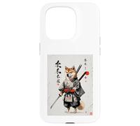 Samurai Dog Japanese Sumi-e Style Shiba Inu Ink Art Custodia per iPhone 15 Pro