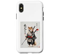 Samurai Dog Japanese Sumi-e Style Shiba Inu Ink Art Custodia per iPhone X/XS