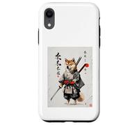 Samurai Dog Japanese Sumi-e Style Shiba Inu Ink Art Custodia per iPhone XR