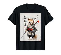 Samurai Dog Japanese Sumi-e Style Shiba Inu Ink Art Maglietta
