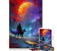 Samurai e volpe sotto una luna gigante - Puzzle da 1000 pezzi per adulti - Gioco di logica fine - Tempo libero - Bordo pulito - Oggetto da collezione (38x52cm)