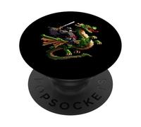 Samurai Equitazione Drago Personaggio Gaming Design Block Style PopSockets PopGrip Adesivo