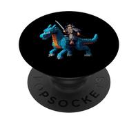 Samurai Equitazione Drago Personaggio Gaming Design Block Style PopSockets PopGrip Adesivo