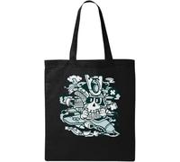 Samurai Fighter Pilot Japanese Fighter Jet Art Borsa in cotone ecologico naturale nero, Nero , Taglia unica