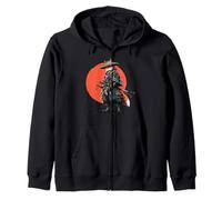 Samurai Fox Guerriero Giapponese Ukiyo-e Style Tramonto Felpa con Cappuccio