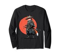 Samurai Fox Guerriero Giapponese Ukiyo-e Style Tramonto Maglia a Manica