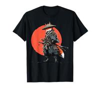 Samurai Fox Guerriero Giapponese Ukiyo-e Style Tramonto Maglietta