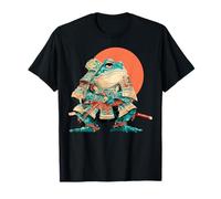 Samurai Frog Guerriero Giapponese Ukiyo-e Style Tramonto Maglietta