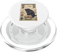 Samurai Gatto Nero Mangia Ramen Scena di Guerra Edo Art Uomini Donne PopSockets PopGrip per MagSafe