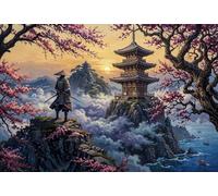 Samurai giapponese e fiori di ciliegio Puzzle 1000 Pezzi,Antistress,Sfida Impossibile,Idea Regalo Sakura,Adulti E Ragazzi,Decorazione Casa,Cartone Di Qualità,Gioco Educativo,dai 14 Anni 70x50cm
