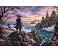 Samurai giapponese e fiori di ciliegio Puzzle 1000 Pezzi,Cartone Di Qualità,dai 14 Anni,Adulti E Ragazzi Sakura,Sfida Impossibile,Gioco Educativo,Decorazione Casa,Idea Regalo,Antistress 70x50cm