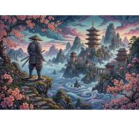 Samurai giapponese e fiori di ciliegio Puzzle 1000 Pezzi,Gioco Educativo,Sfida Impossibile,dai 14 Anni Sakura,Adulti E Ragazzi,Cartone Di Qualità,Decorazione Casa,Idea Regalo,Antistress 38x26cm