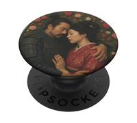 Samurai giapponese Love Story con rose e Katana PopSockets PopGrip Adesivo