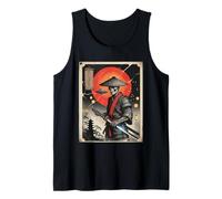 Samurai Giapponese Scheletro Alieno UFO Vintage Ukiyo-e Art Canotta