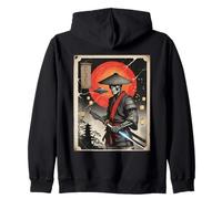 Samurai Giapponese Scheletro Alieno UFO Vintage Ukiyo-e Art Felpa con Cappuccio