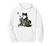 Samurai Giapponese Shiba - Cane Nero - Giappone Kanji Opera d'Arte Felpa con Cappuccio