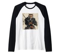 Samurai giapponese Tiger Ukiyo-e Warrior Art Giappone Vintage Maglia con Maniche Raglan