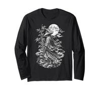 Samurai Giapponesi Ronin in Stile Irezumi in Bianco e Nero Maglia a Manica
