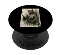 Samurai Guerriero Gatto Ukiyo-e Edo Giapponese Pittura PopSockets PopGrip Adesivo